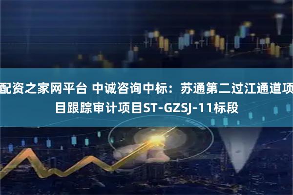 配资之家网平台 中诚咨询中标：苏通第二过江通道项目跟踪审计项目ST-GZSJ-11标段