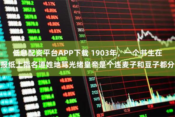低息配资平台APP下载 1903年，一个书生在报纸上指名道姓地骂光绪皇帝是个连麦子和豆子都分